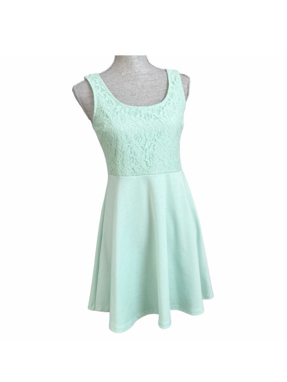 Altar'd State Mint Lace Fit & Flare Mini Dress